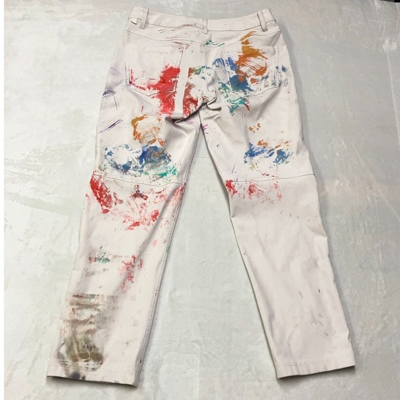Lululemon ABC Classic Pants 30x29 Warpstreme PAINT SPLATTER THRASHED Light Beige - Picture 3 of 10